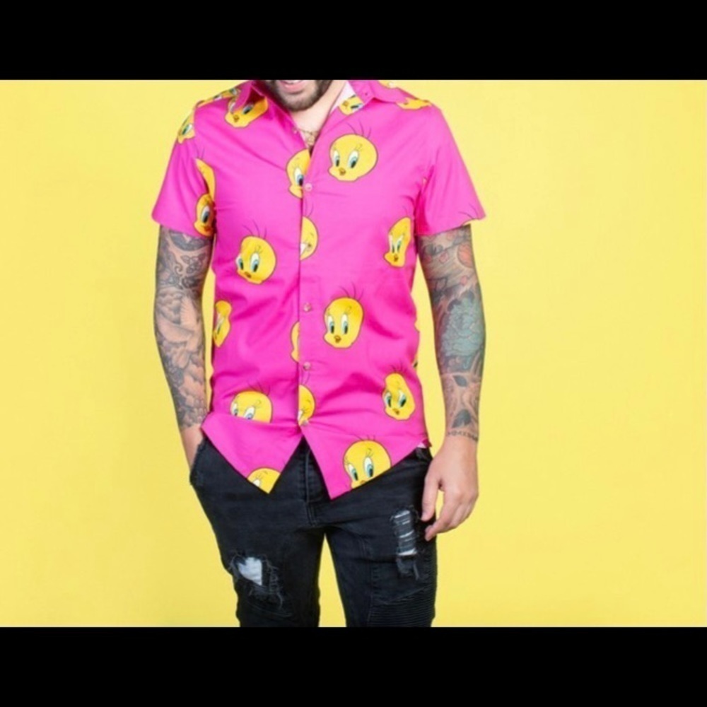 Looney tunes Tweety button up shirt M unisex - Picture 3 of 6